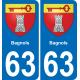63 Bagnols blason autocollant plaque stickers ville
