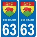 63 Bas-et-Lezat blason autocollant plaque stickers ville