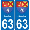63 Beaulieu blason autocollant plaque stickers ville