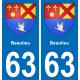 63 Beaulieu coat of arms sticker plate stickers city