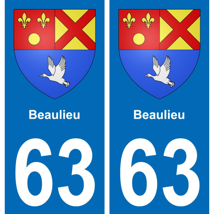 63 Beaulieu escudo de armas de la etiqueta engomada de la placa de pegatinas de la ciudad