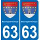 63 Beauregard-l'Évêque escudo de armas de la etiqueta engomada de la placa de pegatinas de la ciudad