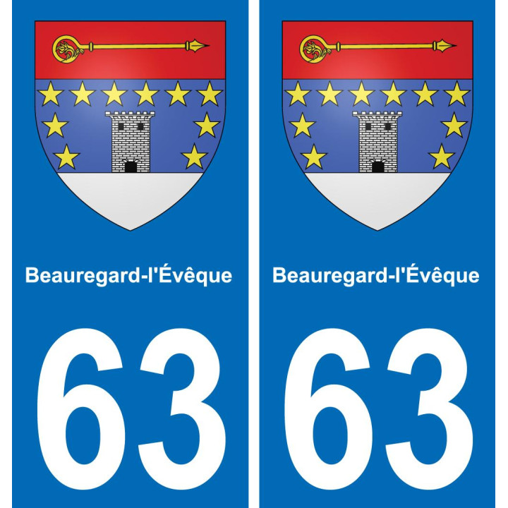 63 Beauregard-l'Évêque escudo de armas de la etiqueta engomada de la placa de pegatinas de la ciudad