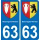 63 Beauregard-Vendon coat of arms sticker plate stickers city