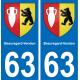63 Beauregard-Vendon coat of arms sticker plate stickers city