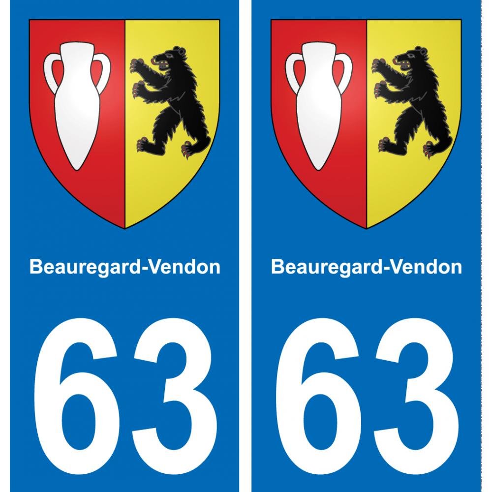63 Beauregard-Vendon coat of arms sticker plate stickers city