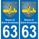 63 Besse-et-Saint-Anastaise escudo de armas de la etiqueta engomada de la placa de pegatinas de la ciudad