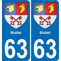 63 Biollet blason autocollant plaque stickers ville