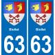 63 Biollet blason autocollant plaque stickers ville
