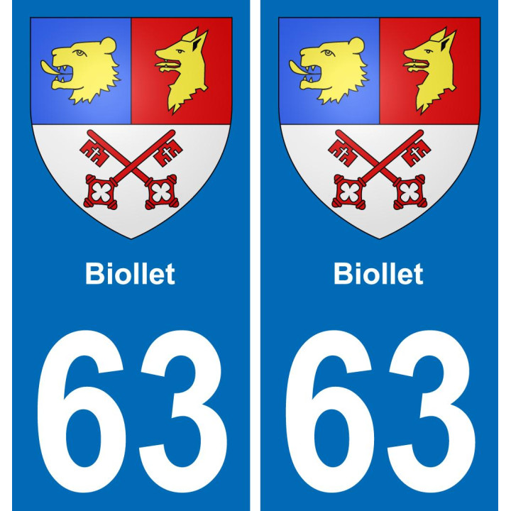 63 Biollet blason autocollant plaque stickers ville