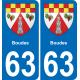 63 Boudes escudo de armas de la etiqueta engomada de la placa de pegatinas de la ciudad
