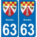 63 Boudes escudo de armas de la etiqueta engomada de la placa de pegatinas de la ciudad