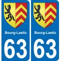 63 Bourg-Lastic escudo de armas de la etiqueta engomada de la placa de pegatinas de la ciudad