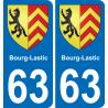 63 Bourg-Lastic coat of arms sticker plate stickers city