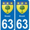 63 Bouzel escudo de armas de la etiqueta engomada de la placa de pegatinas de la ciudad