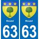 63 Bouzel escudo de armas de la etiqueta engomada de la placa de pegatinas de la ciudad