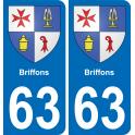 63 Briffons escudo de armas de la etiqueta engomada de la placa de pegatinas de la ciudad