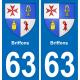 63 Briffons escudo de armas de la etiqueta engomada de la placa de pegatinas de la ciudad
