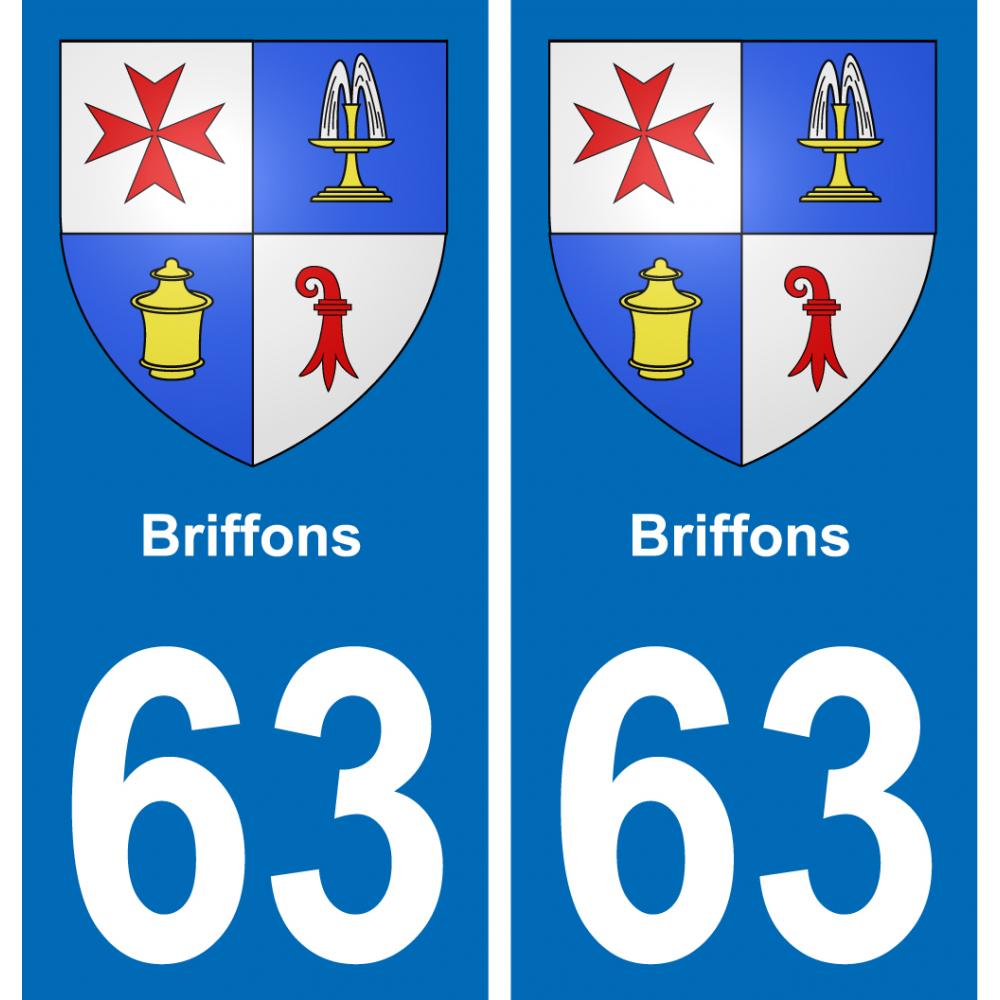 63 Briffons escudo de armas de la etiqueta engomada de la placa de pegatinas de la ciudad