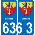 63 Brousse blason autocollant plaque stickers ville