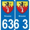 63 Brousse coat of arms sticker plate stickers city