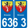 63 Brousse escudo de armas de la etiqueta engomada de la placa de pegatinas de la ciudad