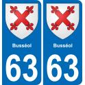 63 Busséol escudo de armas de la etiqueta engomada de la placa de pegatinas de la ciudad