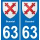 63 Busséol escudo de armas de la etiqueta engomada de la placa de pegatinas de la ciudad