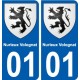 01 Nurieux-Volognat ville autocollant plaque sticker