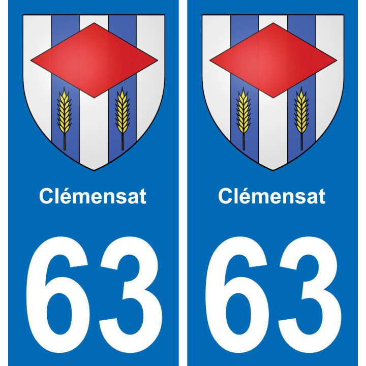 63 Clémensat escudo de armas de la etiqueta engomada de la placa de pegatinas de la ciudad
