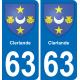 63 Clerlande escudo de armas de la etiqueta engomada de la placa de pegatinas de la ciudad