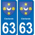 63 Clerlande wappen aufkleber typenschild aufkleber stadt