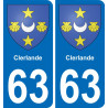 63 Clerlande coat of arms sticker plate stickers city