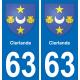 63 Clerlande escudo de armas de la etiqueta engomada de la placa de pegatinas de la ciudad
