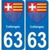 63 Collanges blason autocollant plaque stickers ville