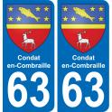 63 Condat-en-Combraille wappen aufkleber typenschild aufkleber stadt