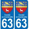 63 Condat-en-Combraille coat of arms sticker plate stickers city