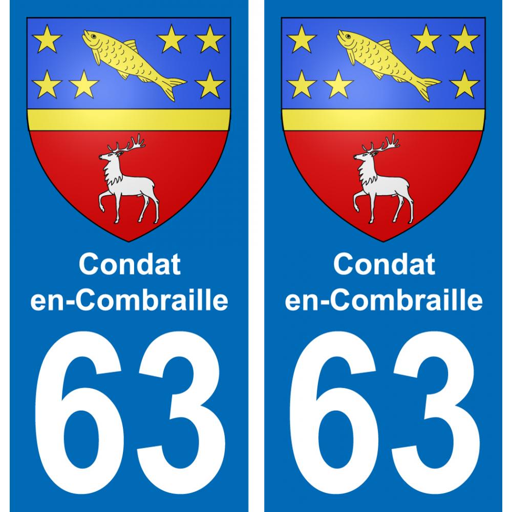 63 Condat-en-Combraille wappen aufkleber typenschild aufkleber stadt