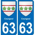 63 Courgoul blason autocollant plaque stickers ville