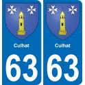63 Culhat blason autocollant plaque stickers ville