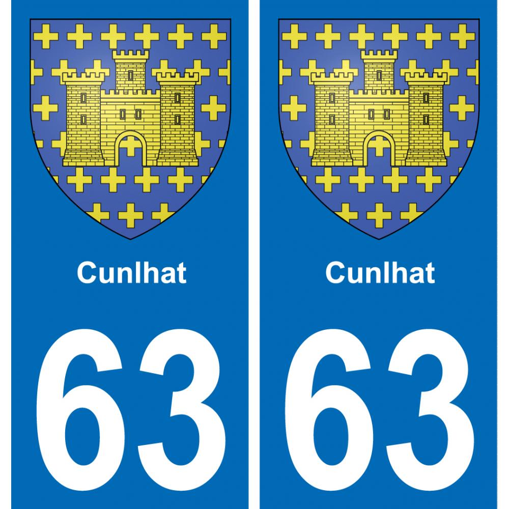63 Cunlhat coat of arms sticker plate stickers city