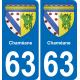 63 Chaméane coat of arms sticker plate stickers city