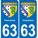 63 Chaméane escudo de armas de la etiqueta engomada de la placa de pegatinas de la ciudad