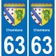 63 Chaméane coat of arms sticker plate stickers city