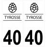 40 Landes Tyrosse Cône de pin pomme de pin sapin ville sticker autocollant plaque immatriculation auto logo987