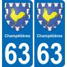 63 Champétières stemma adesivo piastra adesivi città