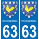 63 Champétières coat of arms sticker plate stickers city