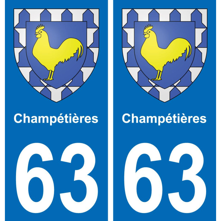 63 Champétières escudo de armas de la etiqueta engomada de la placa de pegatinas de la ciudad