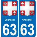 63 Chanonat blason autocollant plaque stickers ville