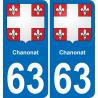 63 Chanonat blason autocollant plaque stickers ville